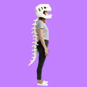 Children & Adult Spinosaurus Plush Toy Dinosaur Set, Realistic 3D Skeleton Hat Headbone Performance Prop, Wearable Soft Stuffed Animal