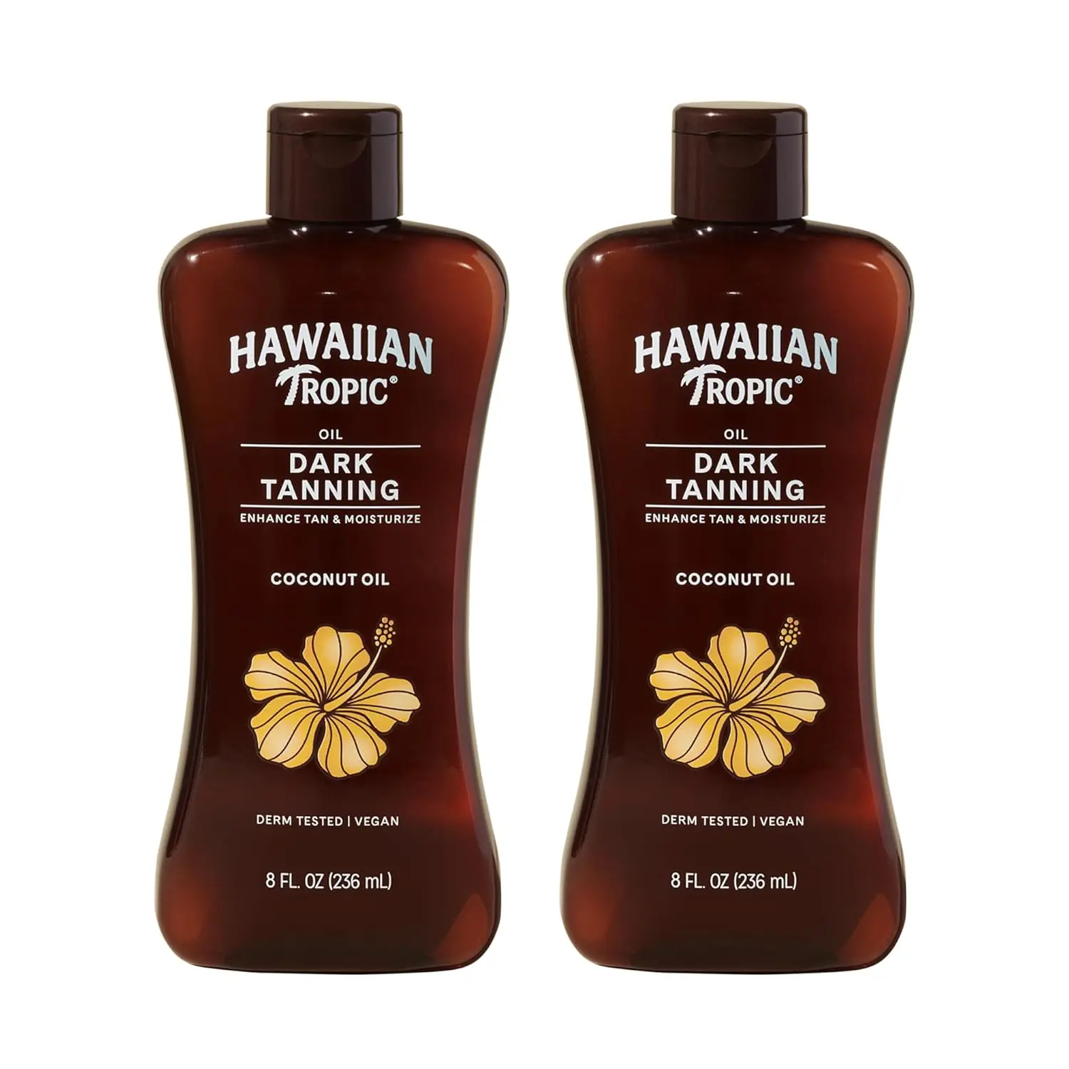 Dark Tanning Oil, 8 Fl Oz | Moisturizing Body Oil with Cocoa Butter, Tan Enhancer, 8 Fl Oz each Twin Pack