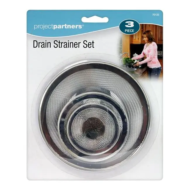 Project Partners 70135 Drain Strainer Set - 3 Piece, High-Quality Materials, State-of-the-Art Technology, Great Quality at an Affordable Cost