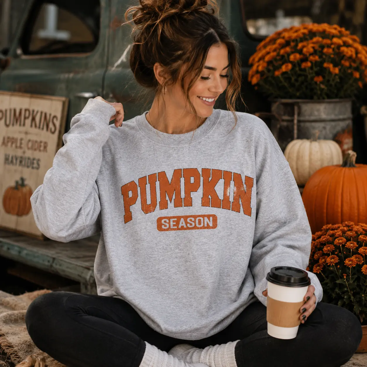 Pumpkin Season Sweatshirt, Fall Crewneck Sweatshirt, Vintage Pumpkin Graphic Shirt, Autumn Sweatshirt, Cozy Fall Tee, Thanksgiving Shirt, Halloween Pumpkin Sweatshirt, Fall Gift for Her, Cute Autumn Pullover -DPCLICK
