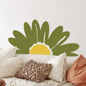 Boho Green Flower Floral Wall Decals Wall Stickers for Bedroom Art, Daycare, Nursery, Playroom, Babyroom, Classroom, School, Refrigerator Stickers Window stickers, DIY Home Decoration (Waterproof)