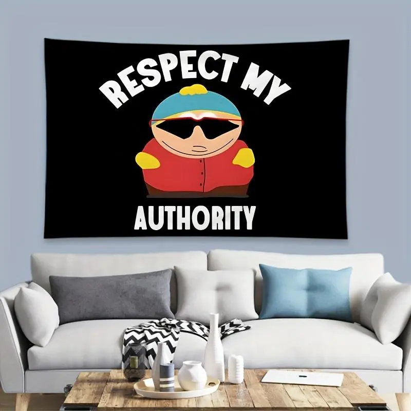 Respect My Authority Flag Tapestry, 40x60in Funny Tapestry for College Dorm Room Garden Home Decor, Man Cave Flag Tapestrys