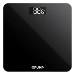 OPUMP Black Digital Bathroom Scale - High Accuracy 400 lbs with Backlit LED Display, Portable for Home Use, KG LB ST Conversion, Auto On/Off, Battery-Friendly