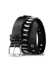 Punk Fashion Bullet Design Pu Leather Belt, Hip Pop Fashion All-match Buckle Belt for Men & Women, Gothic Style Belt for Party, Daily Clothing Decor