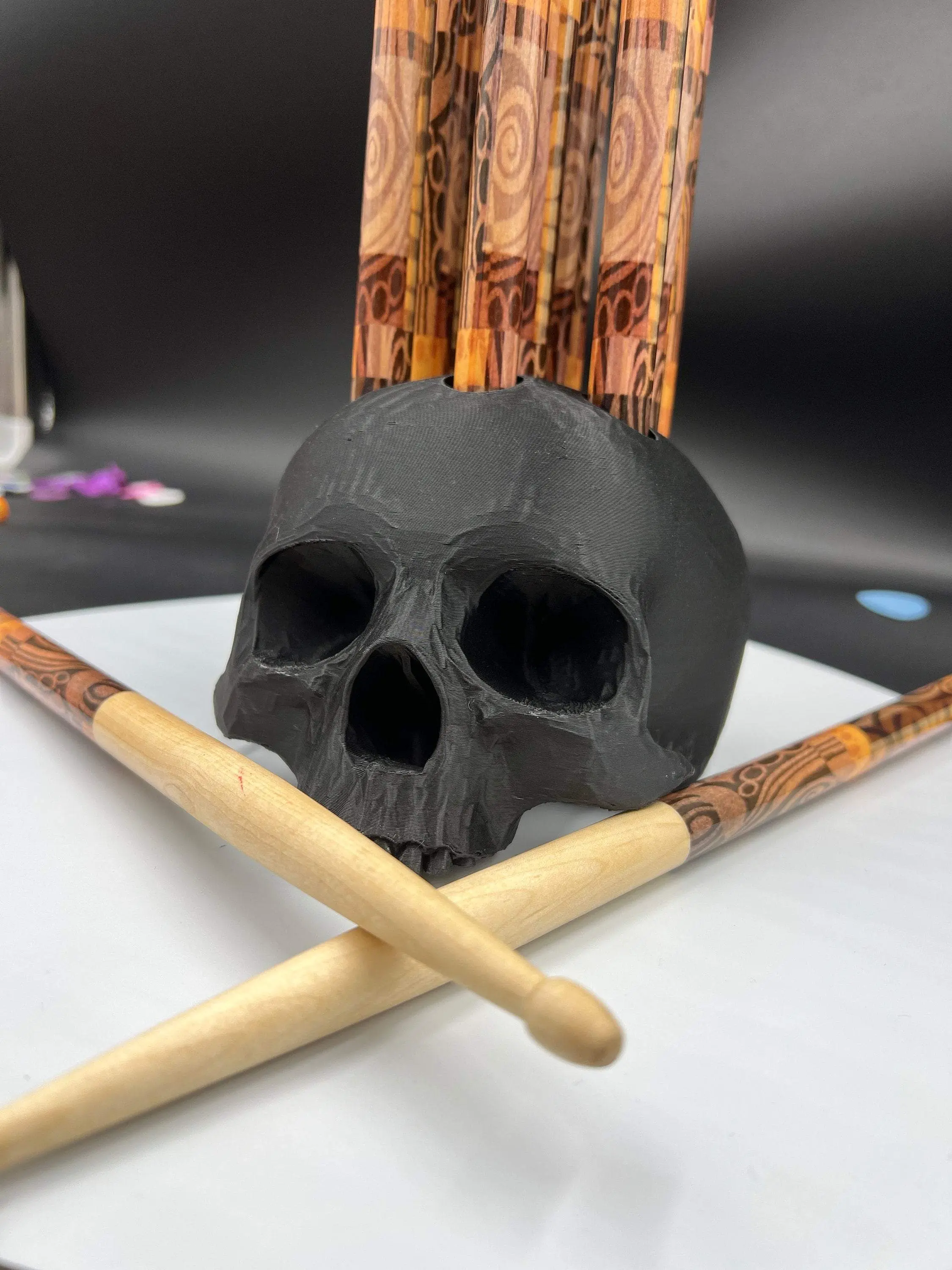 Skull Drum Stick Holder - Holds 10 Sticks