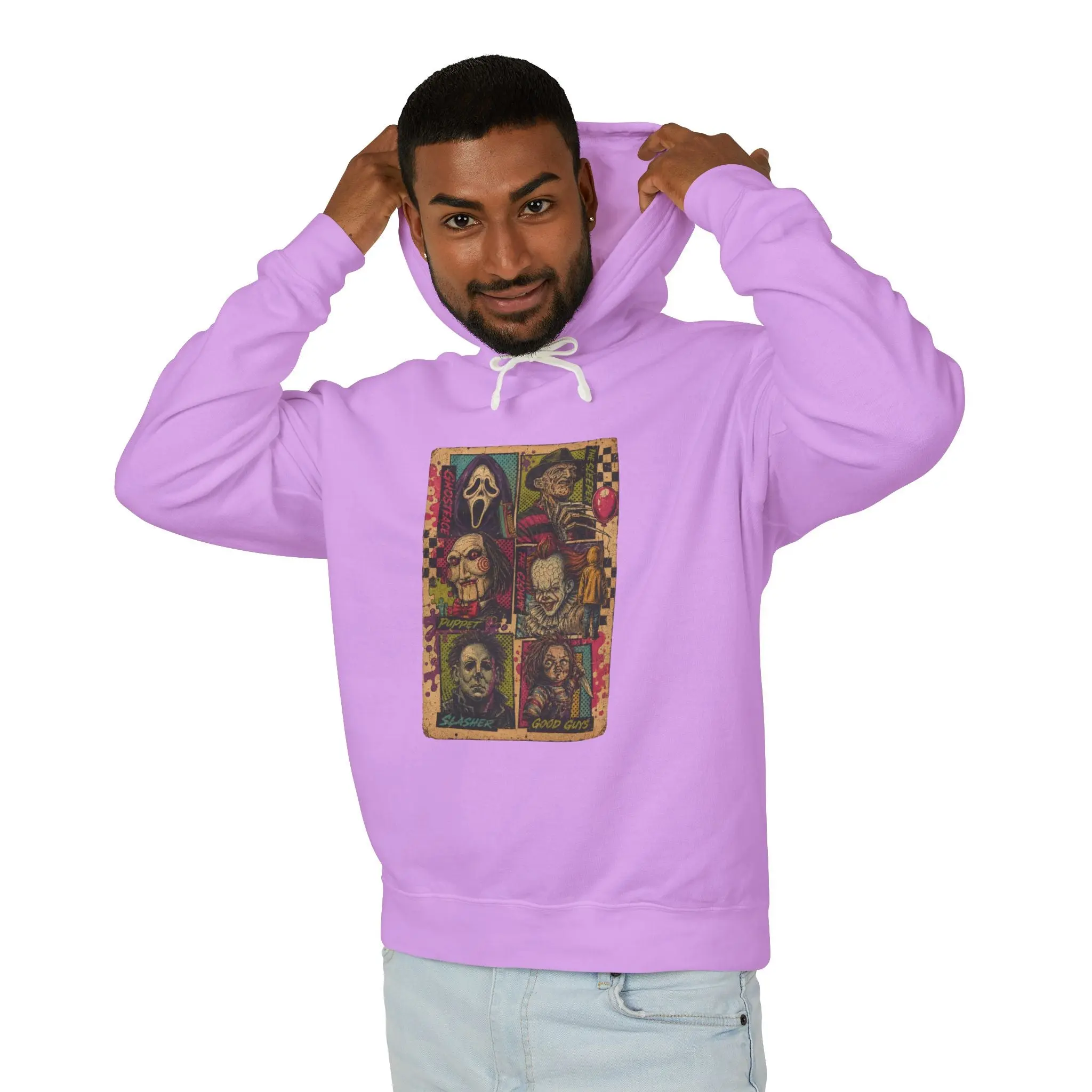 Horror Icons Hoodie — Vintage Slasher Collage Pullover
