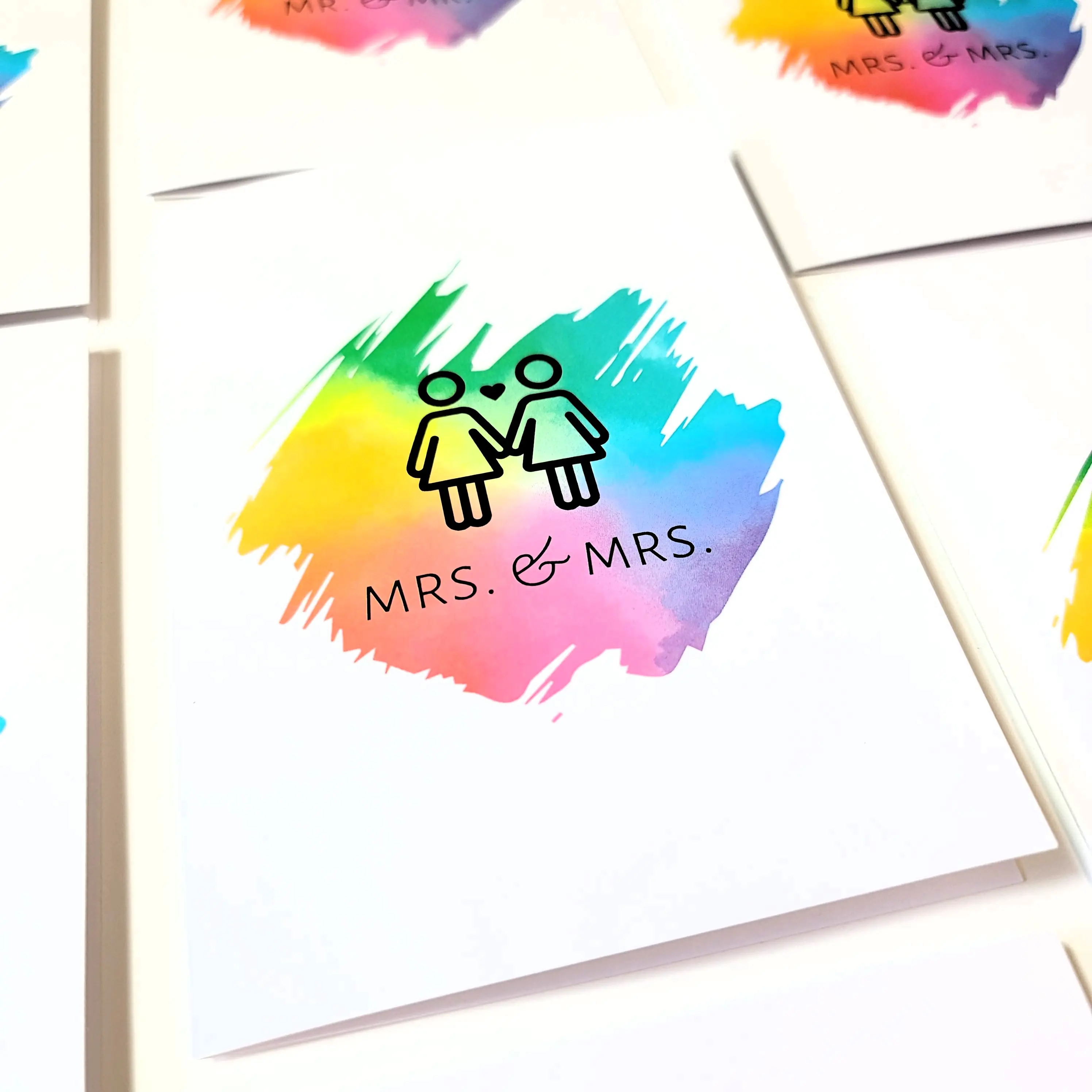 Two Brides Rainbow Wedding Engagement Greeting Card