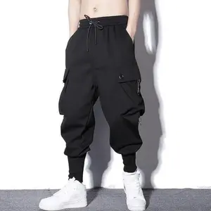 Loose Harem Pants Men Cargo Trousers Hip Hop Outdoor Casual Ankle Length Pant Fashion Streetwear Pocket Sweatpants Can be used with raincoat
