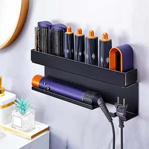 1PC Wall Mount Hair Tool Organizer, Blow Dryer Holder, Curling Iron Storage Rack, Hair Styling Tool Hanger for Bathroom, Bathroom Organizer Supplies