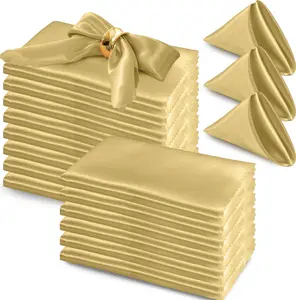 72 Pack  Satin Napkin, 17 x 17 Inch Square Cloth Napkins, Soft Fabric Napkin with Scalloped Edges,  & Washable Dinner Table Napkins for Weddings, Banquet, Parties Decoration