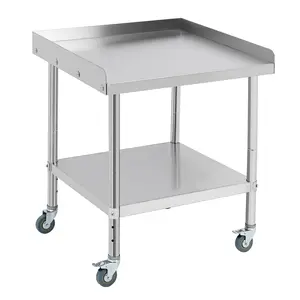 GARVEE 28x24x30 Inch Stainless Steel Grill Stand Table with 5" Wheels, 400 Lbs Capacity, 2" Edge Baffle, NSF Certified for Hotel, Home, and Commercial Restaurant Kitchen Use