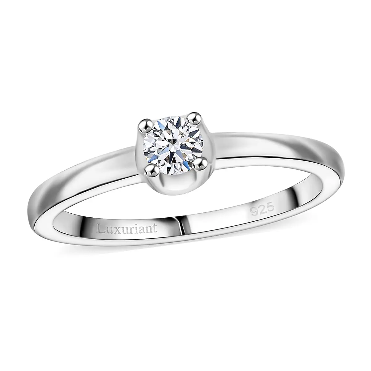 Luxuriant Lab Grown Diamond (I2) Ring in Rhodium Over Sterling Silver (Size 10.0) 0.20 ctw