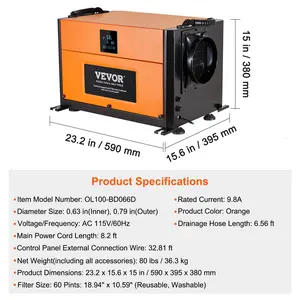 VEVOR 190 Pints Commercial Dehumidifier with Drain Hose for Crawl Spaces, Basements Warehouse Job Sites, Large Capacity Dehumidifier for Water Damage Restoration, Auto Defrost, CSA Listed