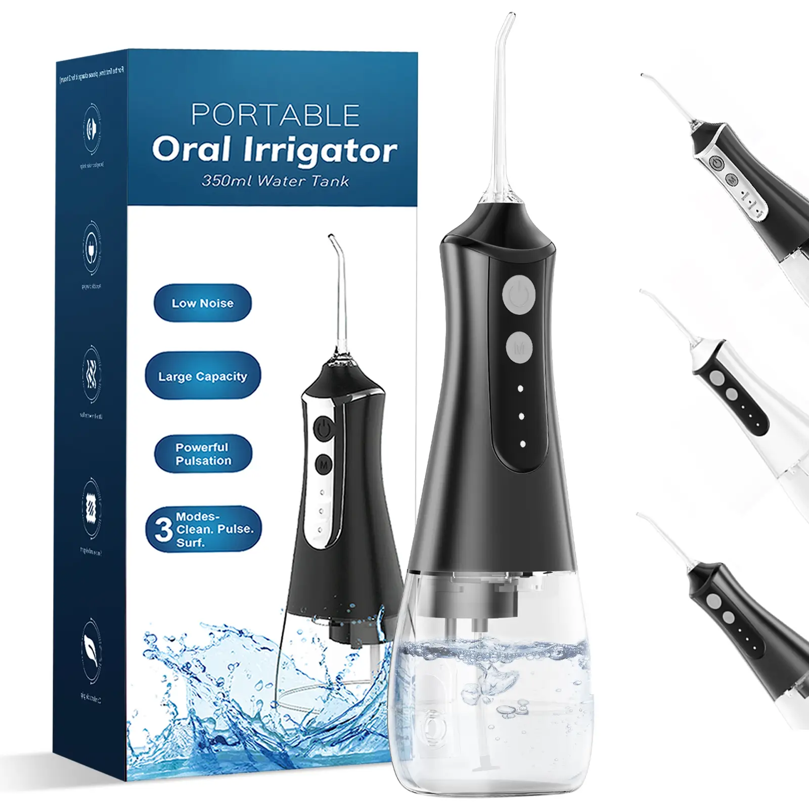 3 Modes Portable Water Flosser Cordless Oral Irrigator with 300ml Water Tank & Nozzles Waterproof Teeth Cleaning for Family Travel Gum Health Birthday