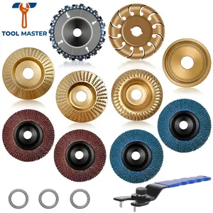 14 PCS Wood Carving Disc Set for 4" & 4.5" Angle Grinder, Tungsten Carbide Grinding Wheel with 5/8" & 7/8" Arbor, Woodworking Tool for Cutting, Shaping, Carving & Sanding