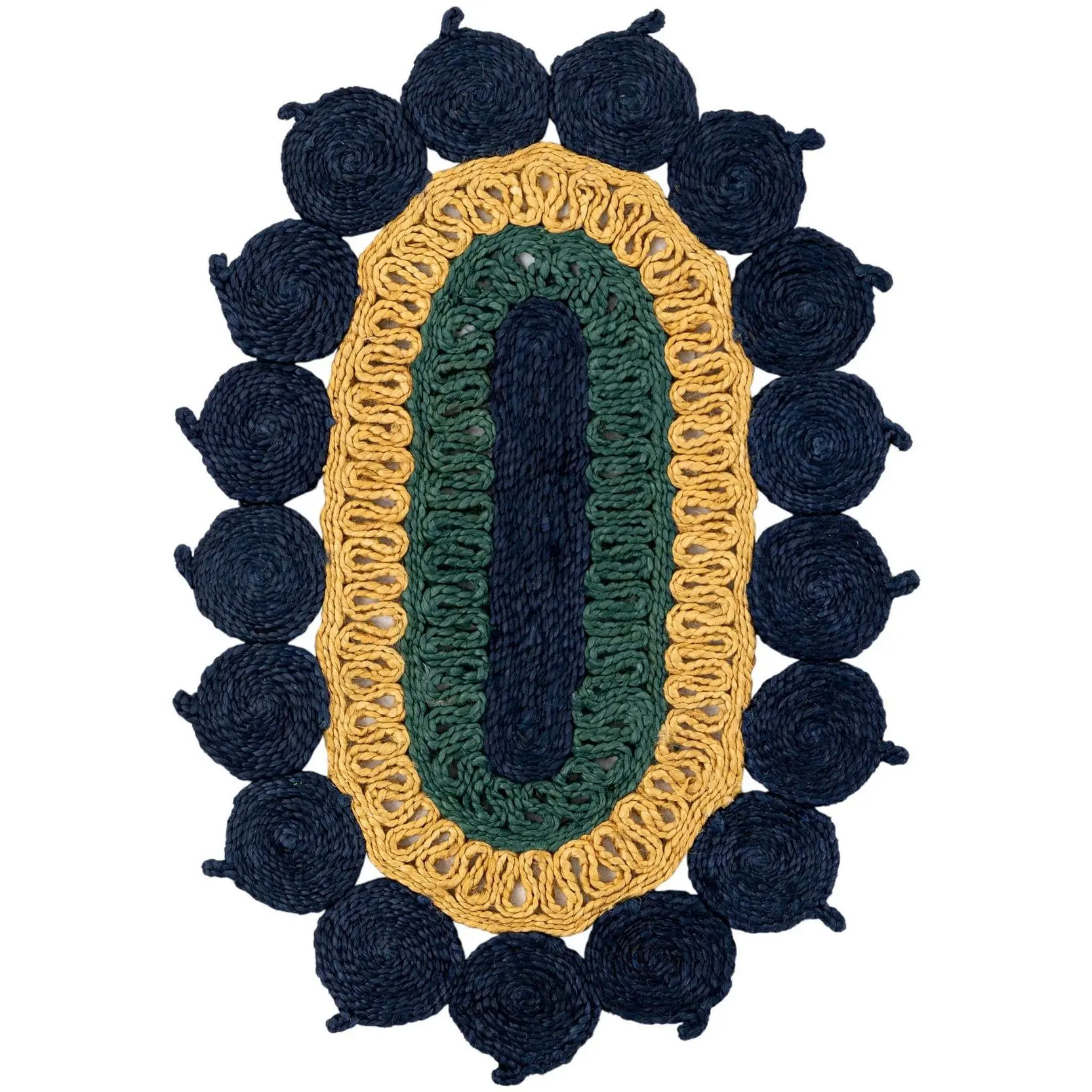 Navy Blue Yellow Green 2' x 3' 1