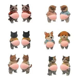 6 Sheets 12 Pcs 3D Dog and Cat Belly Soft Gel Anti-Collision Pads, Decorative Stress Relief Stickers for Phone, Laptop, Fridge, Door Handle