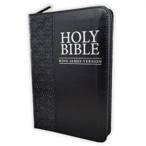 Zippered Compact Bible, KJV, black leathertouch