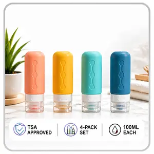 No Leak Travel Bottles ️ TSA Approved 4-Pack | 100ml Silicone Toiletry Set