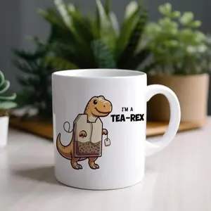 Funny Tea-Rex Dinosaur Mug - Washable Alligator-Themed Kitchenware Drinkware, Reptile Lover Stress Relief Gift