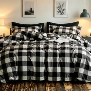 100% Turkish Cotton Buffalo Checkered Flannel Bedding Set - Quilt Bedding Set, Elegant, Comfortable Bedroom Linen Textile for Bedding Collections, Bedding Sets