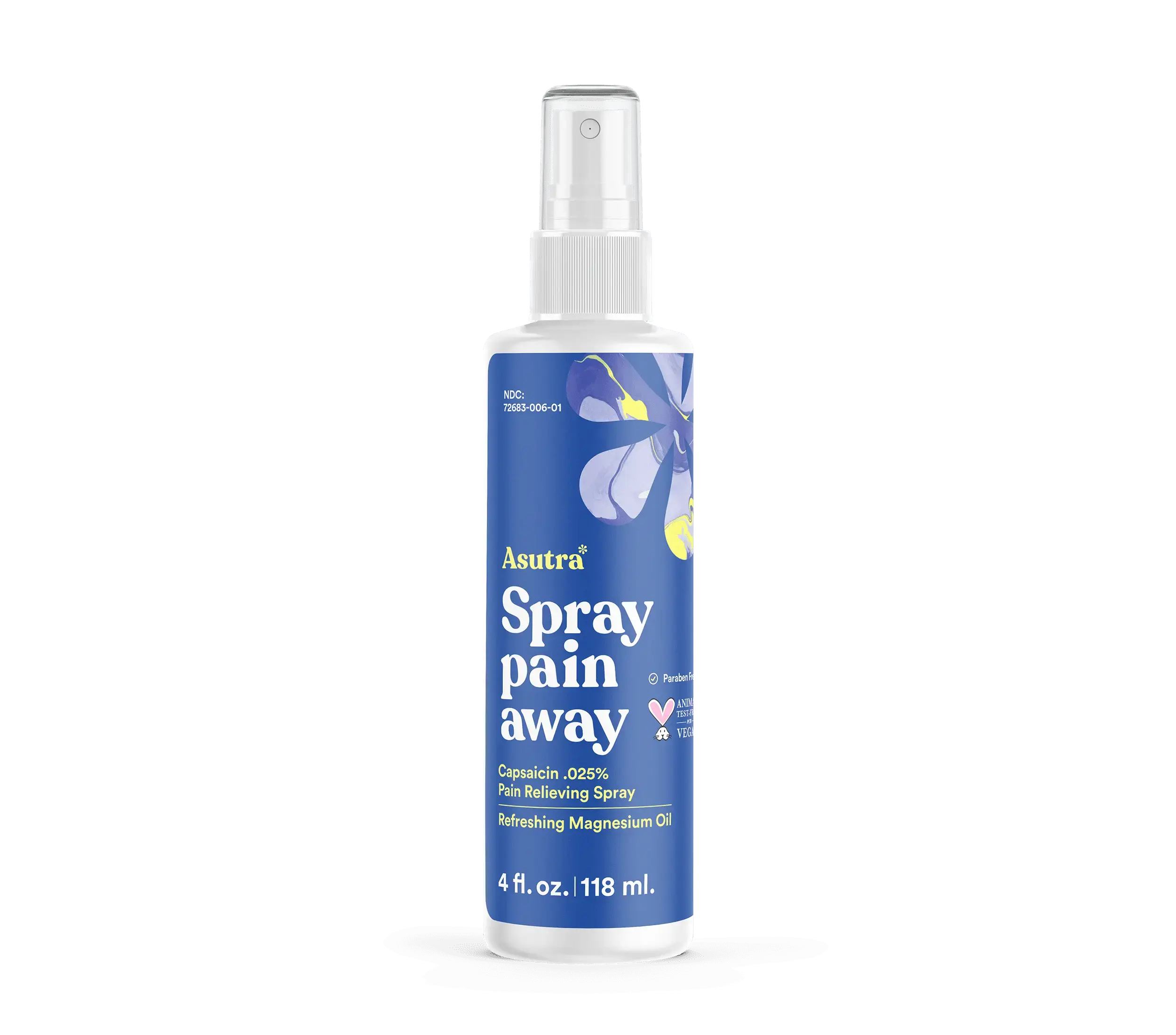 Asutra Spray Pain Away Soothing Oil Body Care - Ultra-Pure Odorless Non-Greasy Formula for Sore Muscles & Menstrual Cramps 4 fl oz