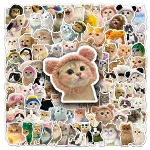100 Cute Cat Emoticon Stickers, Funny Pet Animal Decals, Waterproof Decorative Stickers for Computer Reading Books Phone Cases
