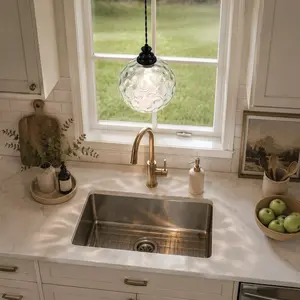 Modern Globe Pendant Light, Clear Hammered Glass Ceiling Light, for Kitchen Dining Room
