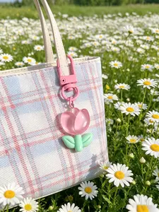 Cute Floral Hanging Ornament, Transparent Tulip Keychain, Floral Pattern Keychain, Cute Bag Charm, Car Key Holder, Backpack Accessory, Trendy Cute Keychain, Spring New Design