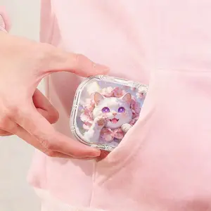 Pastoral Poppy Flower Cute Cat Retainer Box, Trendy Personalized Dental Storage Box, Daily Commute Portable Retainer Box, Thickened Durable Denture Protective Box