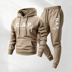 Men's printed hooded sweatshirt and drawstring sweatpants set, men's casual sportswear, long-sleeved hooded jacket and trousers, suitable for autumn and winter wear, men's daily wear, indoor and outdoor sportswear, track suit, casual athletic wear.
