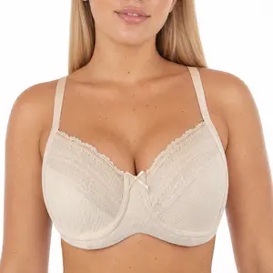 Women’s Full Coverage Minimizer Underwire Unlined Bra, Plus Size Non-Padded Ultrathin Everyday Bra with Slimming Silhouette, Light Breathable Cups, Adjustable Elastic Straps & Stretchy High Mesh Sides, 34C-44DDD
