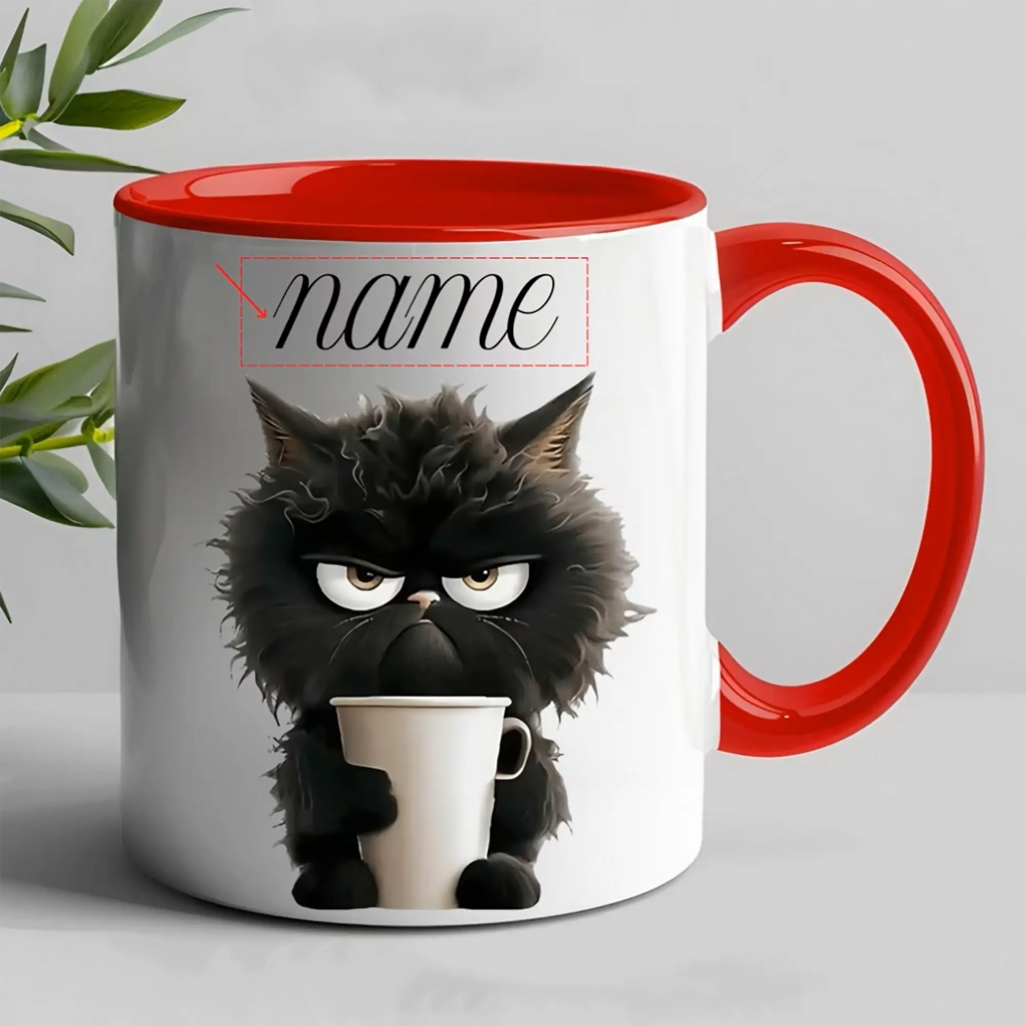 Personalized Funny Cat Coffee Mug - Custom Name Playful Ceramic Cup in for Cat Ladies and Cat Gentlemen - Birthday, Holiday and Everyday Gift