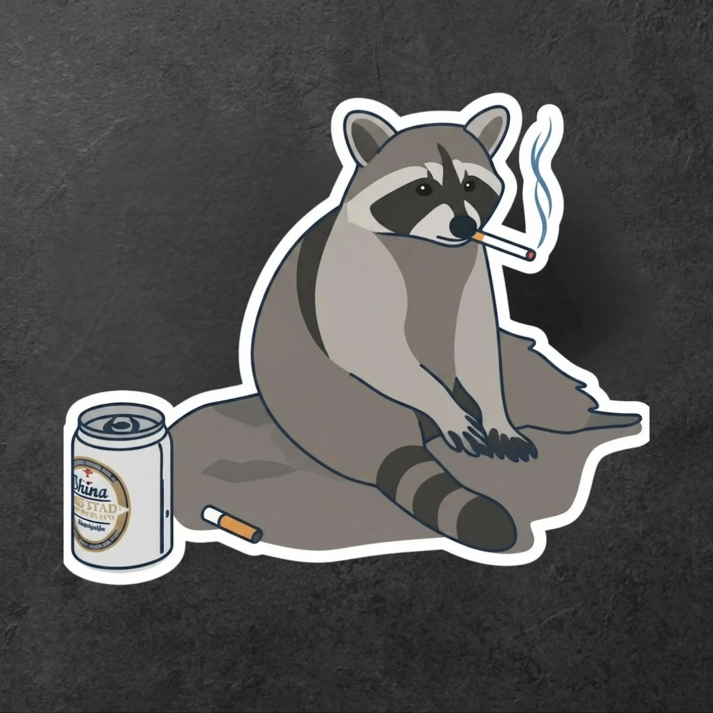 Funny Smoking Raccoon Sticker, Drunk Trash Panda Meme Decal, Retro Animal Sticker for Laptop, Water Bottle, Car, Helmet and Notebook