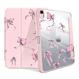 Pink Bow Case For iPad 11th Generation A16 2025/ iPad Case 10.9 inch 2022 iPad 10th Generation, Shockproof Protective Cover with Pencil Holder, Clear Protective Cover with Auto Wake/Sleep, Cute Tablet Case