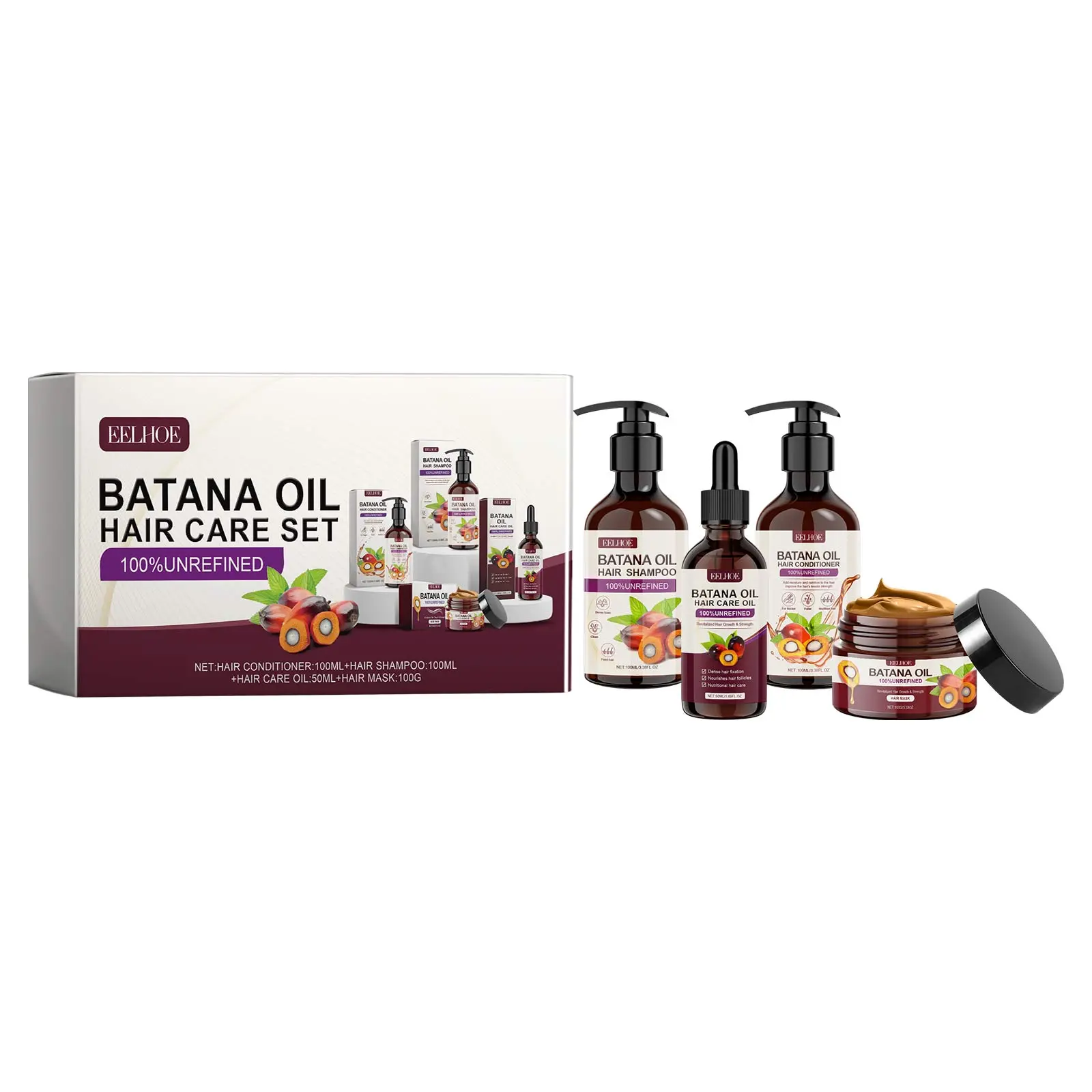 BATANA oil hair care set  - Hair care oil- Antisocial Dry Hair Mask,  Shampoo & Conditioner Set for Damaged Hair Car