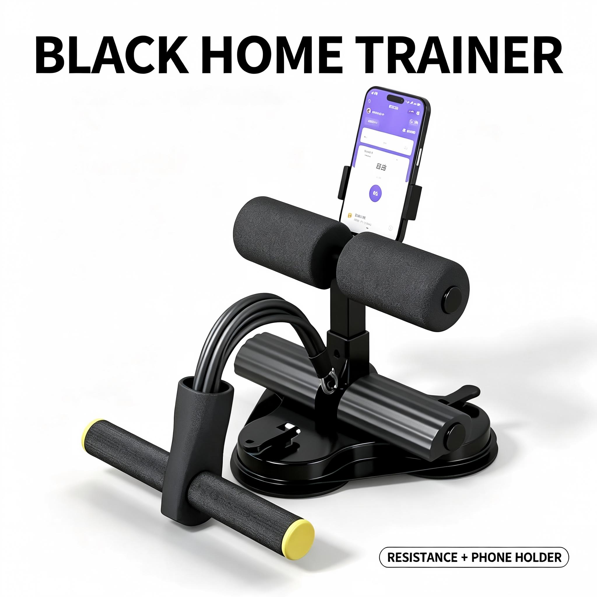 Suction Cup Sit-Up Trainer, Thick Non-Slip  Foam Sit-Up Trainer with 6-Tube Resistance Bands & Phone Holder, Portable Abdominal Trainer for Apartment Daily Core Workout