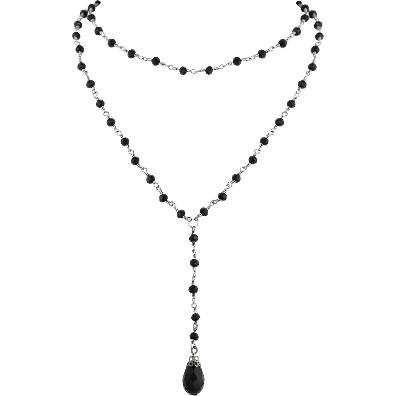 Gothic layered y necklace, dainty necklace, black bead necklace, Gothic necklace, Goth necklace, Christmas New Year jewelry gift for women