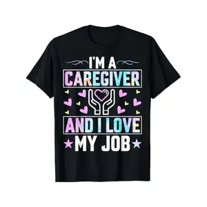Funny "I'm a Caregiver & Love My Job" Nurse T-Shirt - Retro Gift Suitable for Men & Women, Ultra Soft Breathable Crew Neck Tee for Healthcare Workers, Year-Round for Caregivers, Nurses Day, Christmas Gifts Graphic Tees Vintage