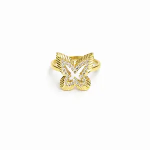 1498- NEW 14K Fashion Cut Butterfly Ring W.G