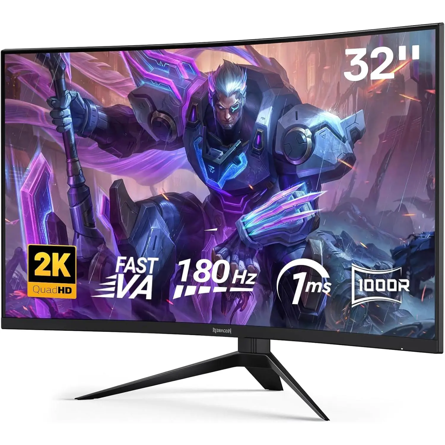 Redragon GM32 32" Curved Gaming Monitor - QHD 2560x1440, 180Hz Refresh Rate, 1.76ms Response Time, FreeSync & G-Sync Support, 1000R Curvature, Tilt-Adjustable, DisplayPort, HDMI, VESA Wall Mount Compatible Fast VA Computer Monitor,summerwins