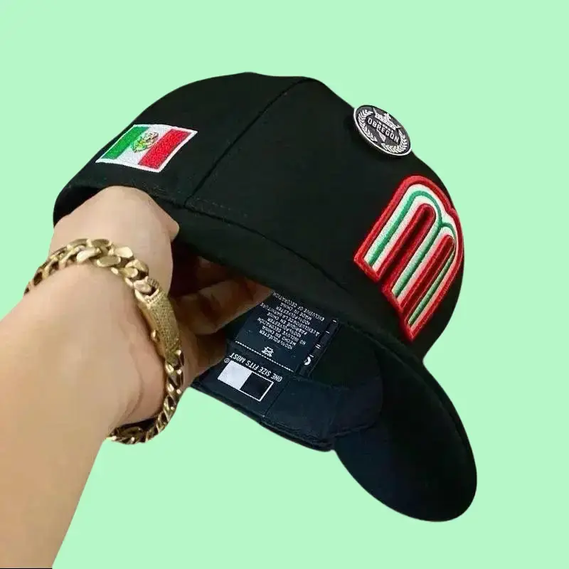 Classic Mexican Flag Graphic Fitted Cap | Premium Black Flat Bill Fashion Hat for Youth