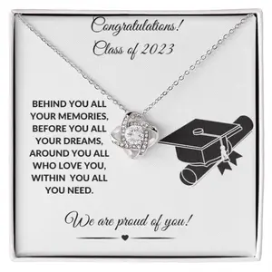 Congratulations Class of 2023 Graduation Gift Love Knot Necklace- Add Year