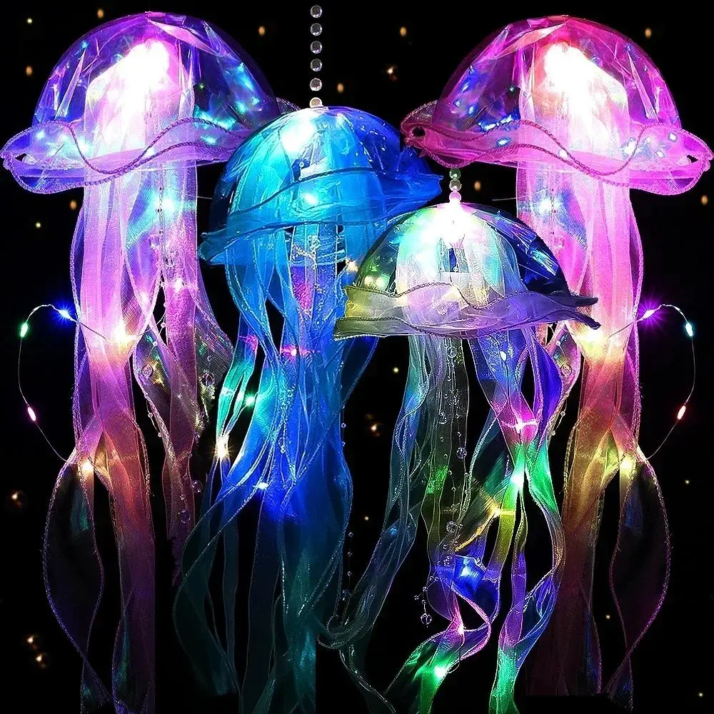 Portable Creative Jellyfish Pendant Lamp - Minimalist Warm Mood Light, 45x17cm, 1 Pendant with Plastic Mesh Light String (Including LR44 Button Batteries), Home Bedroom Wall Hanging, Party Decoration Nightlight