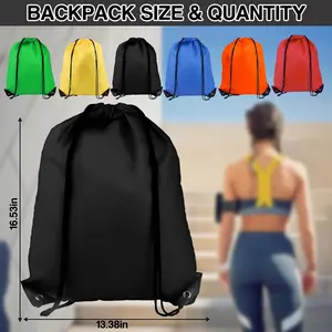 Drawstring Backpack 6Pcs Drawstring Gym Bags Black Draw String Bags Backpack for Sports, Gym, Travel, Swimming, Beach (6 Colors)