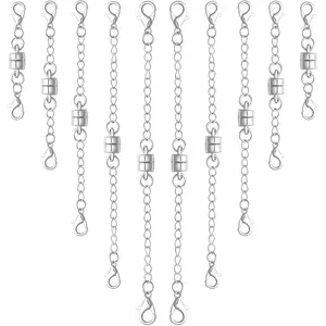 Necklace Clasps and Closures with Extenders,  and , Set of 8/10 (10silver)