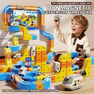 STEM Magnetic Building Blocks Train Set, 167/155/86/70PCS Magnetic Tiles Stacking Race Track Construction Toy with Anti-Gravity Magnetic Cars, DIY Building Kit for Kids, Educational STEM Toy, Gift for Boys Girls
