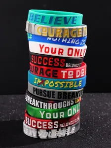 Twelve-Piece Set Personalized Outdoor Sports Fashion Unique Exquisite Text Silicone Bracelet Men's Daily Commuting Sports Jewelry