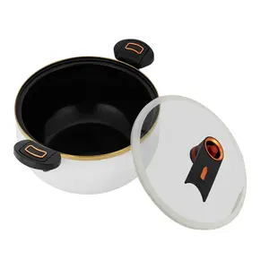 8L/8.45Qt Non-stick Micro Pressure Cooker Round White Iron for Induction Gas Electric Ceramic Halogen Stoves Dishwasher Safe Even Heat Distribution Scratch-resistant Coating