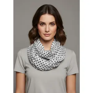 Chic Polka Dot And Chevron Sheer Infinity Loop Scarf (White)